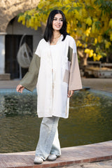 Patchy Cardigans - White & Beige & Olive