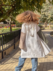 Patchy Cardigans - White & Beige & Olive