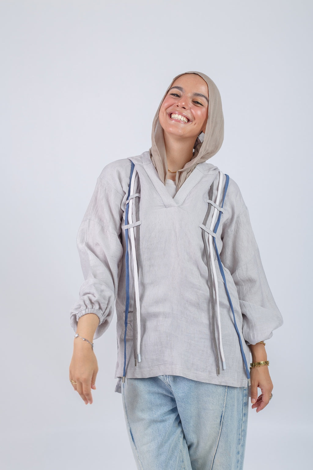 Ribbon Flow Top - Grey