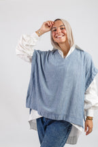 Vee Poncho - Blue
