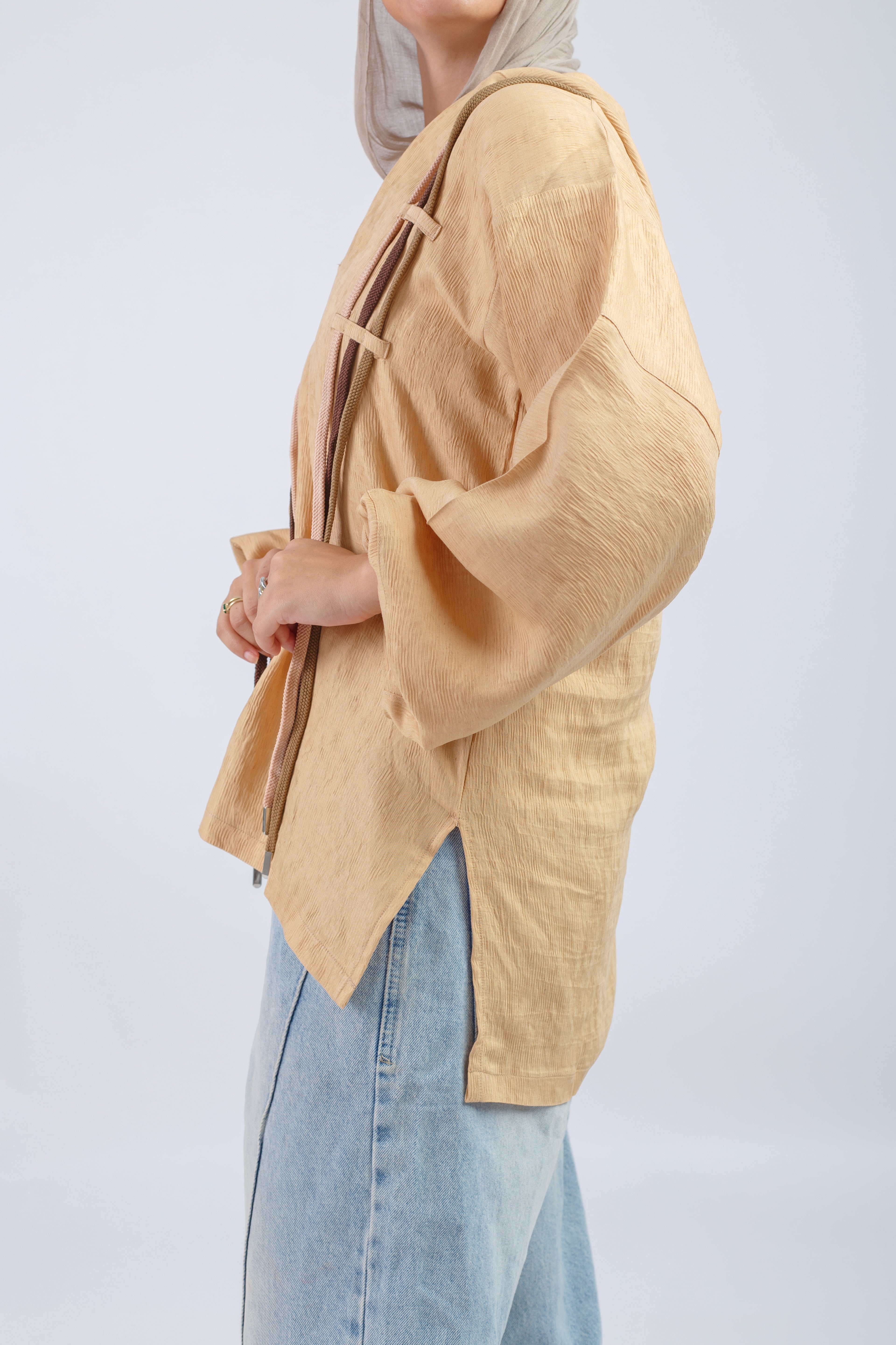 Ribbon Lines Shirt - Beige