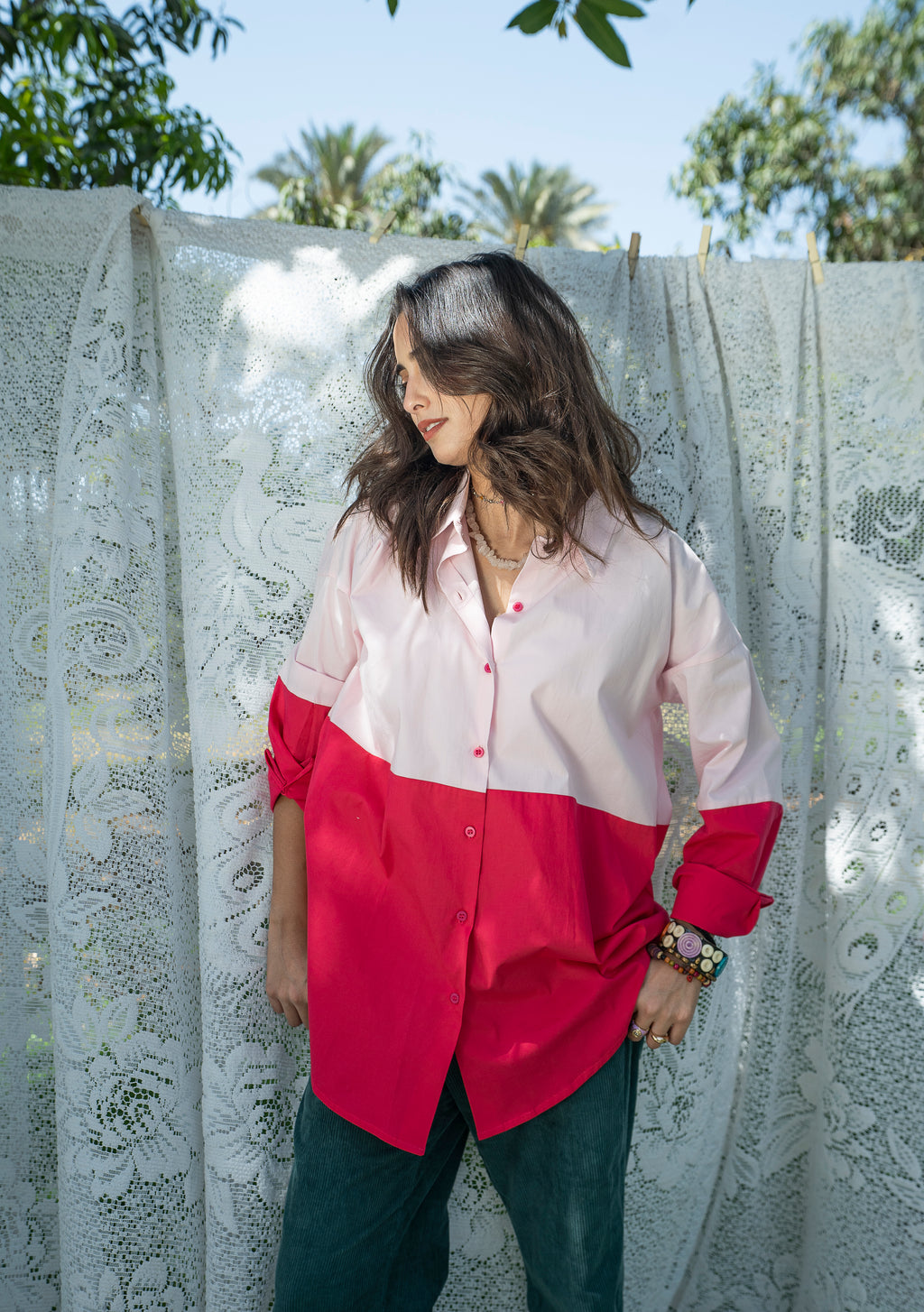Duo Tone Shirt - Light Pink & Pink
