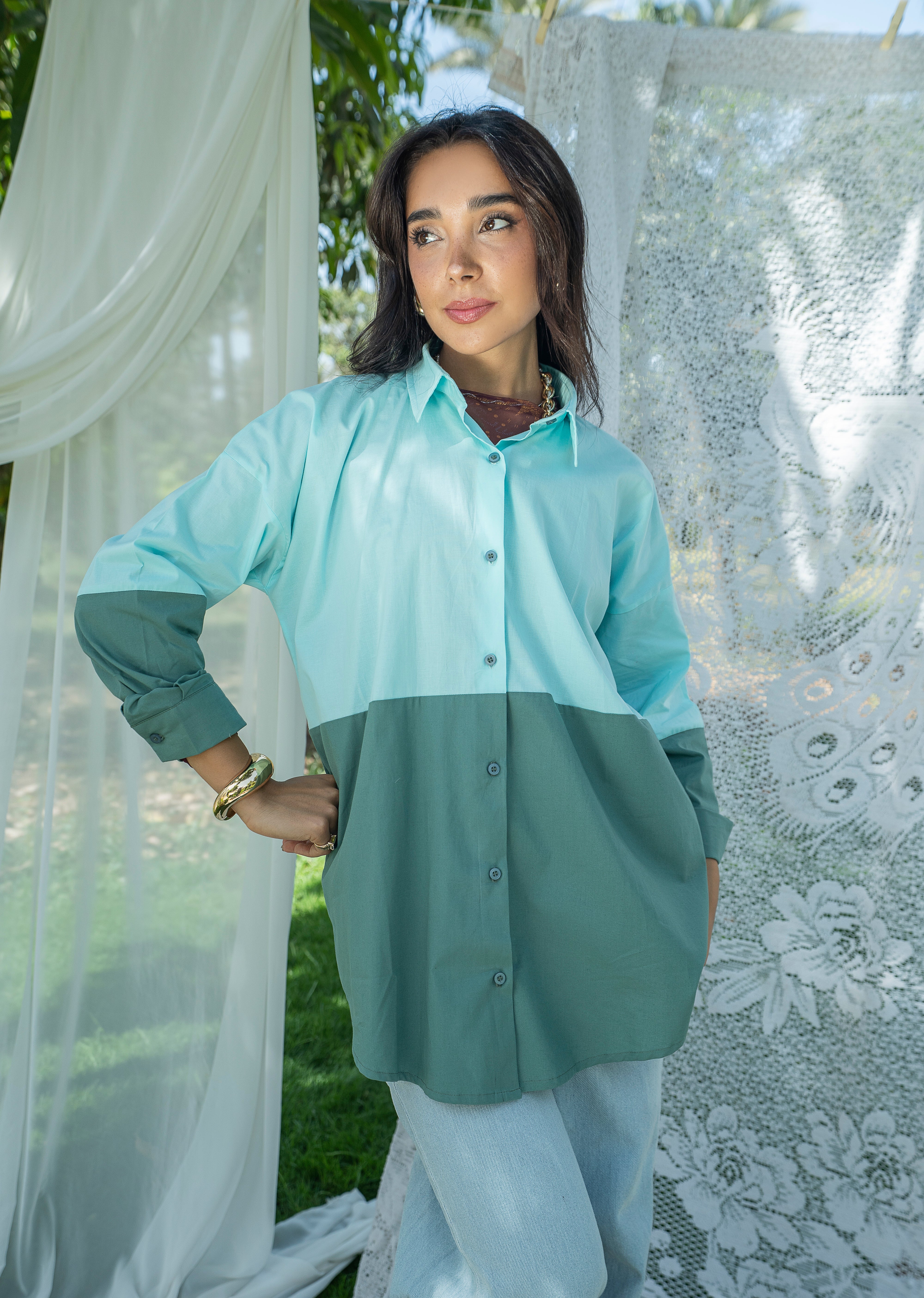Duo Tone Shirt - Light Green & Green
