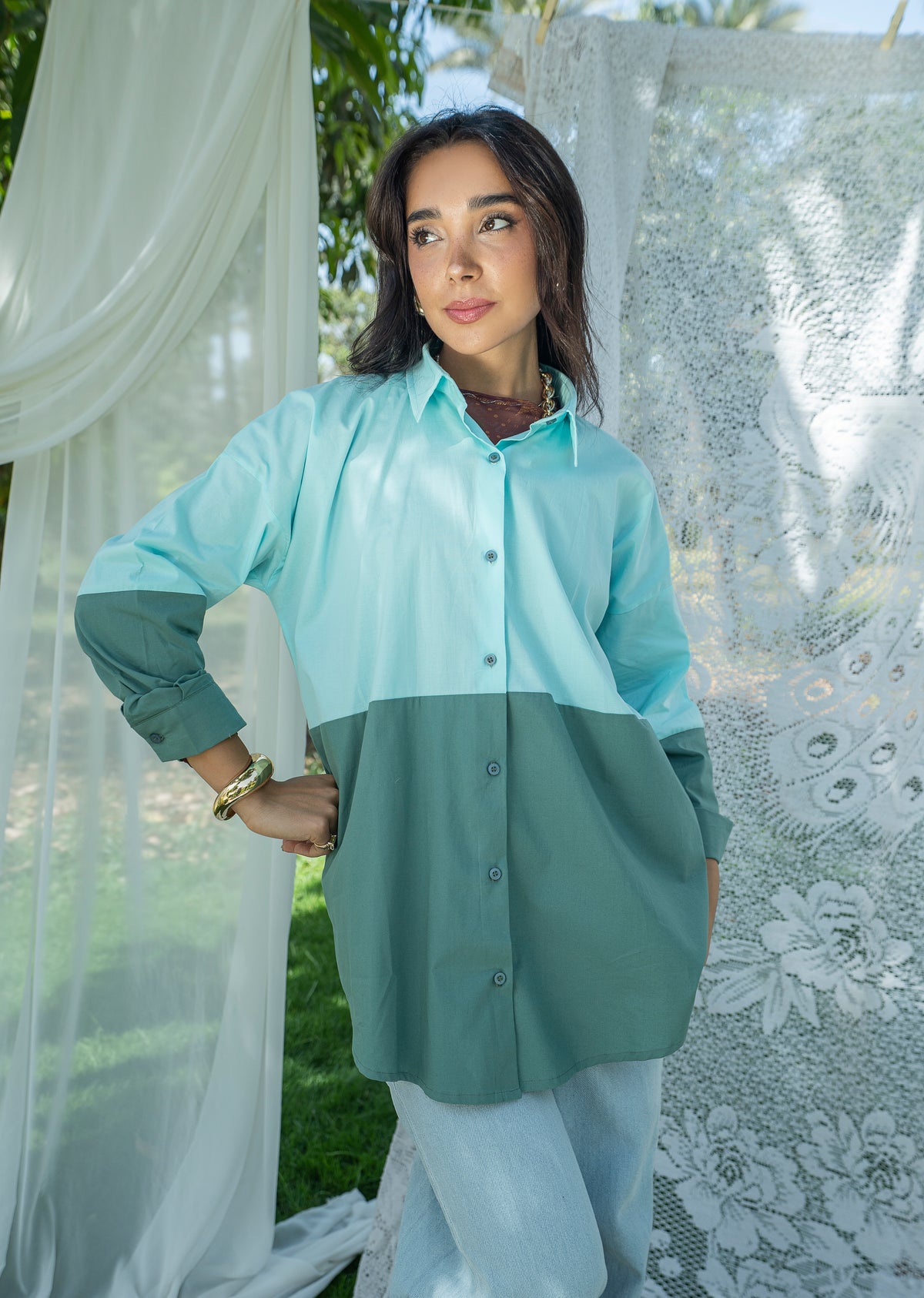 Duo Tone Shirt - Light Green & Green