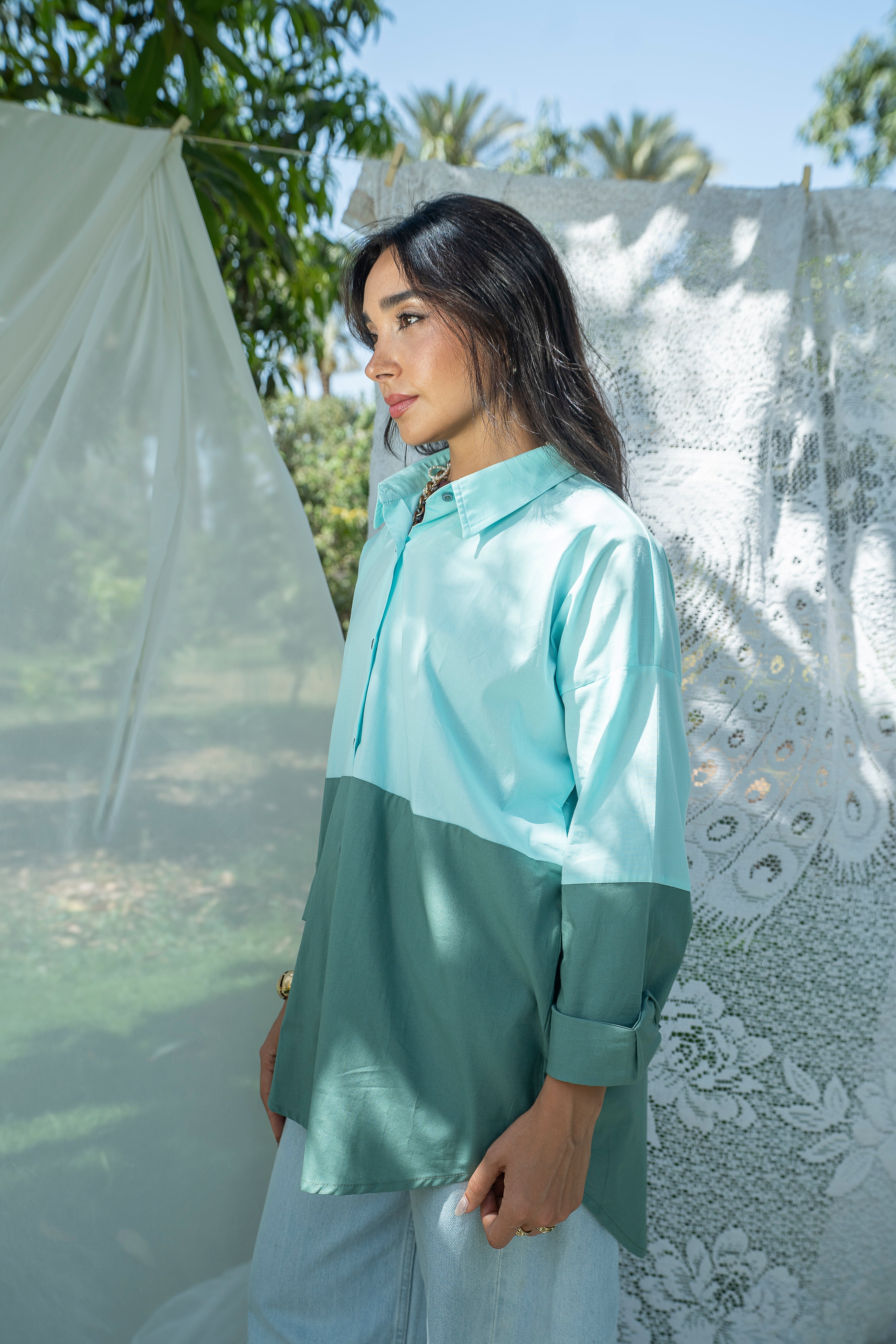 Duo Tone Shirt - Light Green & Green