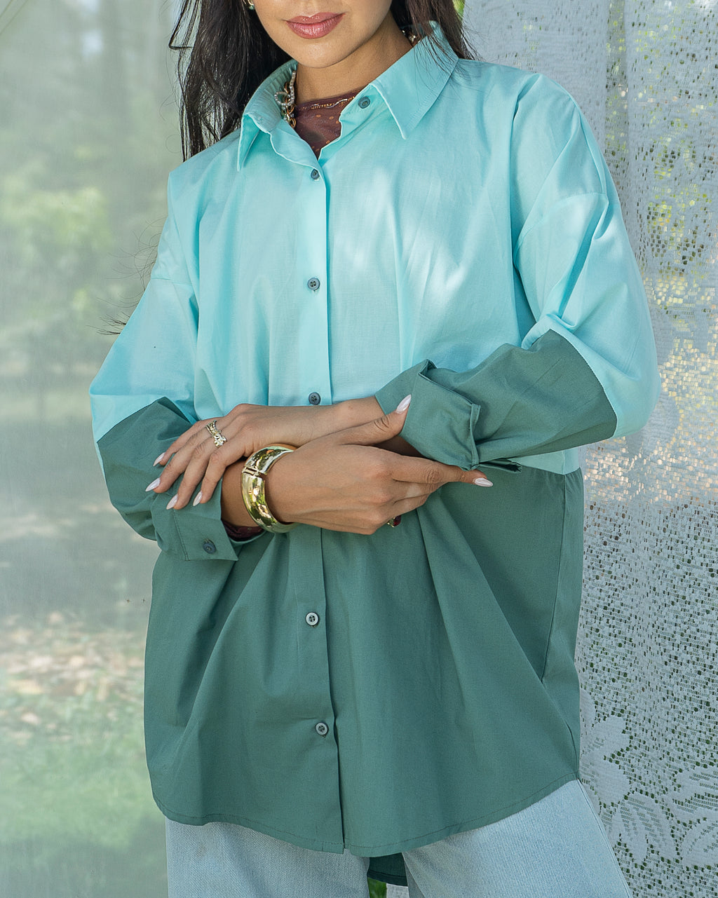 Duo Tone Shirt - Light Green & Green