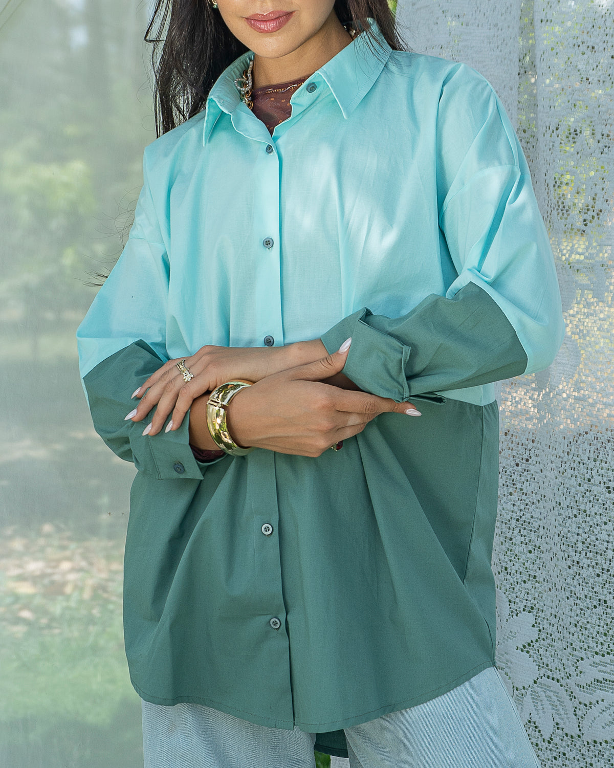 Duo Tone Shirt - Light Green & Green