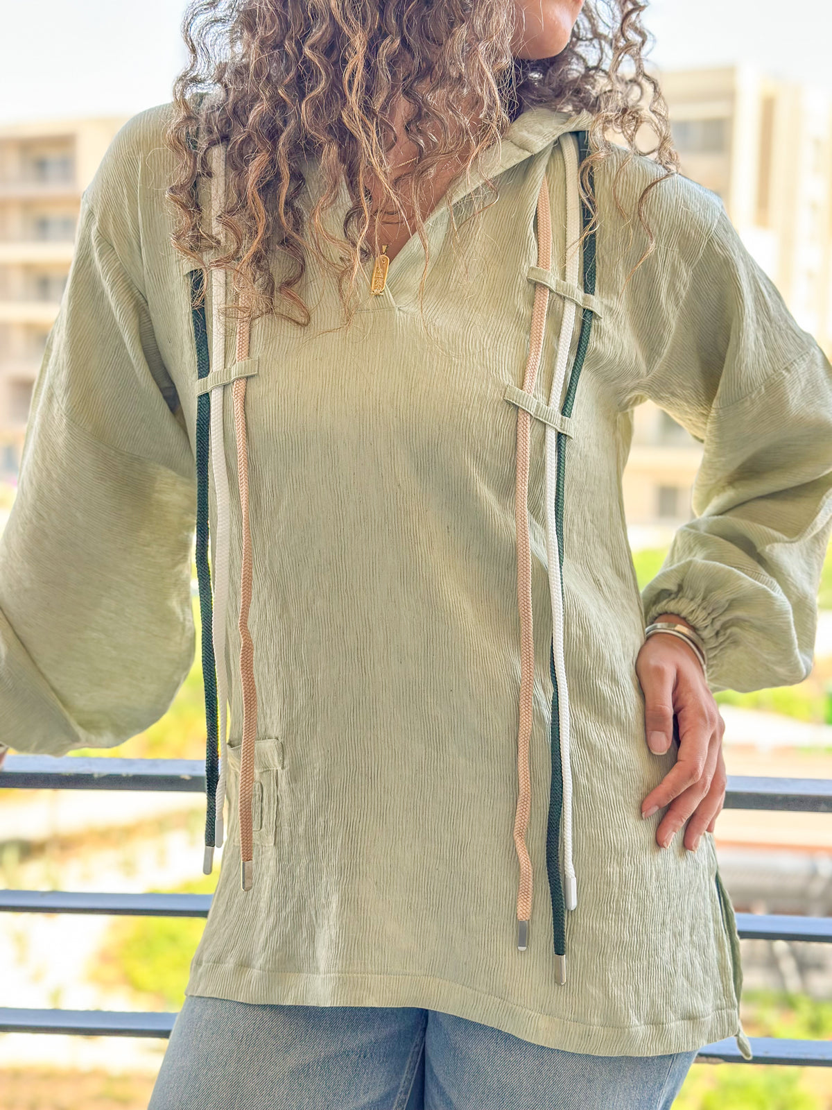 Ribbon Flow Top - Green