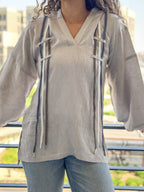 Ribbon Flow Top - Grey