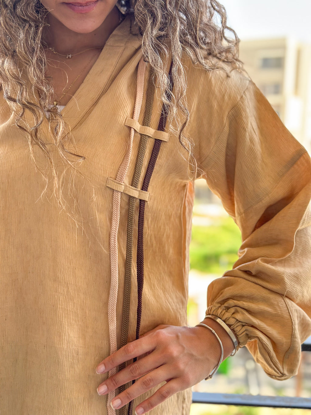 Ribbon Flow Top - Beige