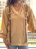 Ribbon Flow Top - Beige