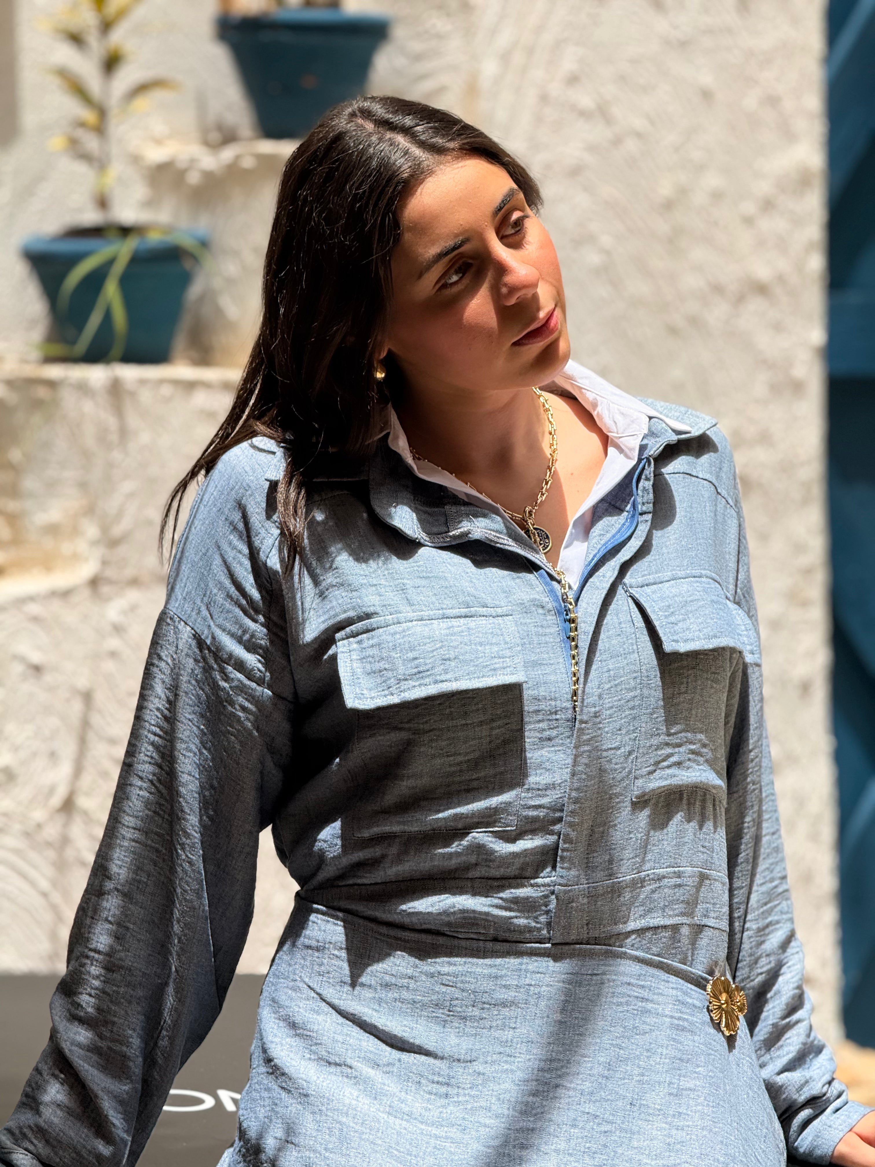 Sway Wrap Jumpsuit - Blue