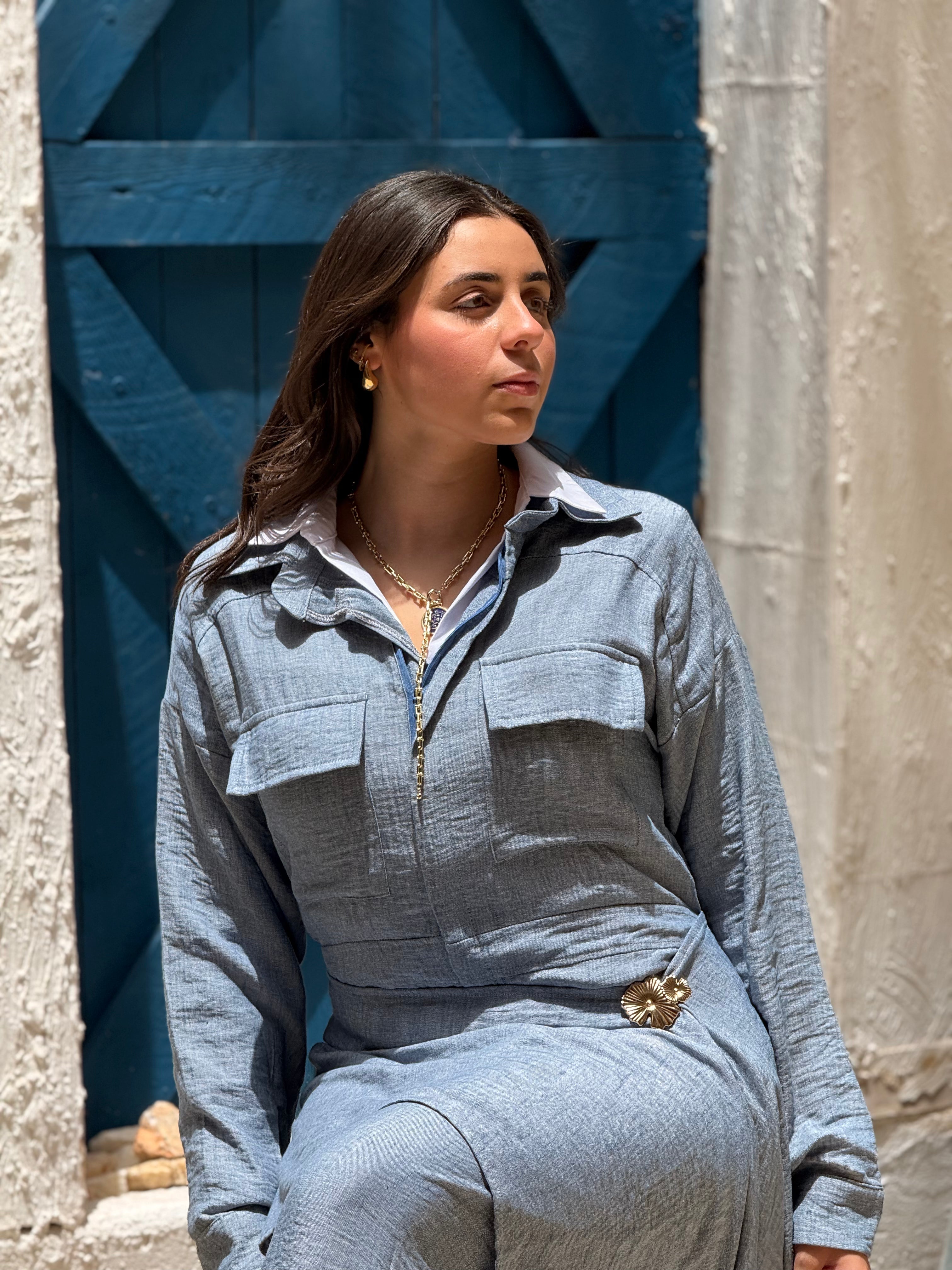 Sway Wrap Jumpsuit - Blue