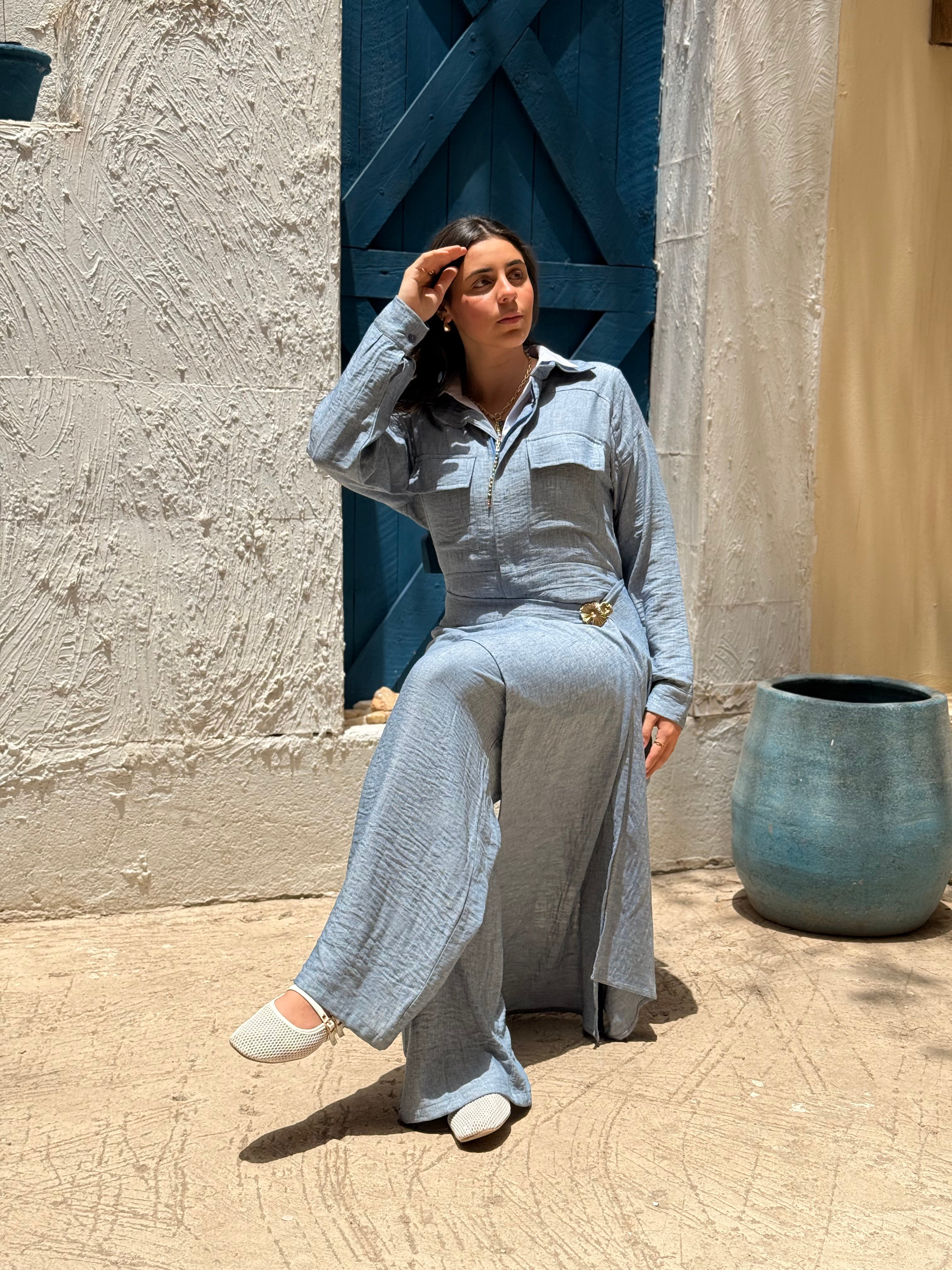Sway Wrap Jumpsuit - Blue