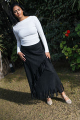 Fringe Motion Skirt - Black