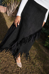 Fringe Motion Skirt - Black