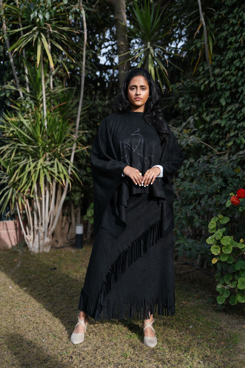 Fringe Motion Skirt - Black