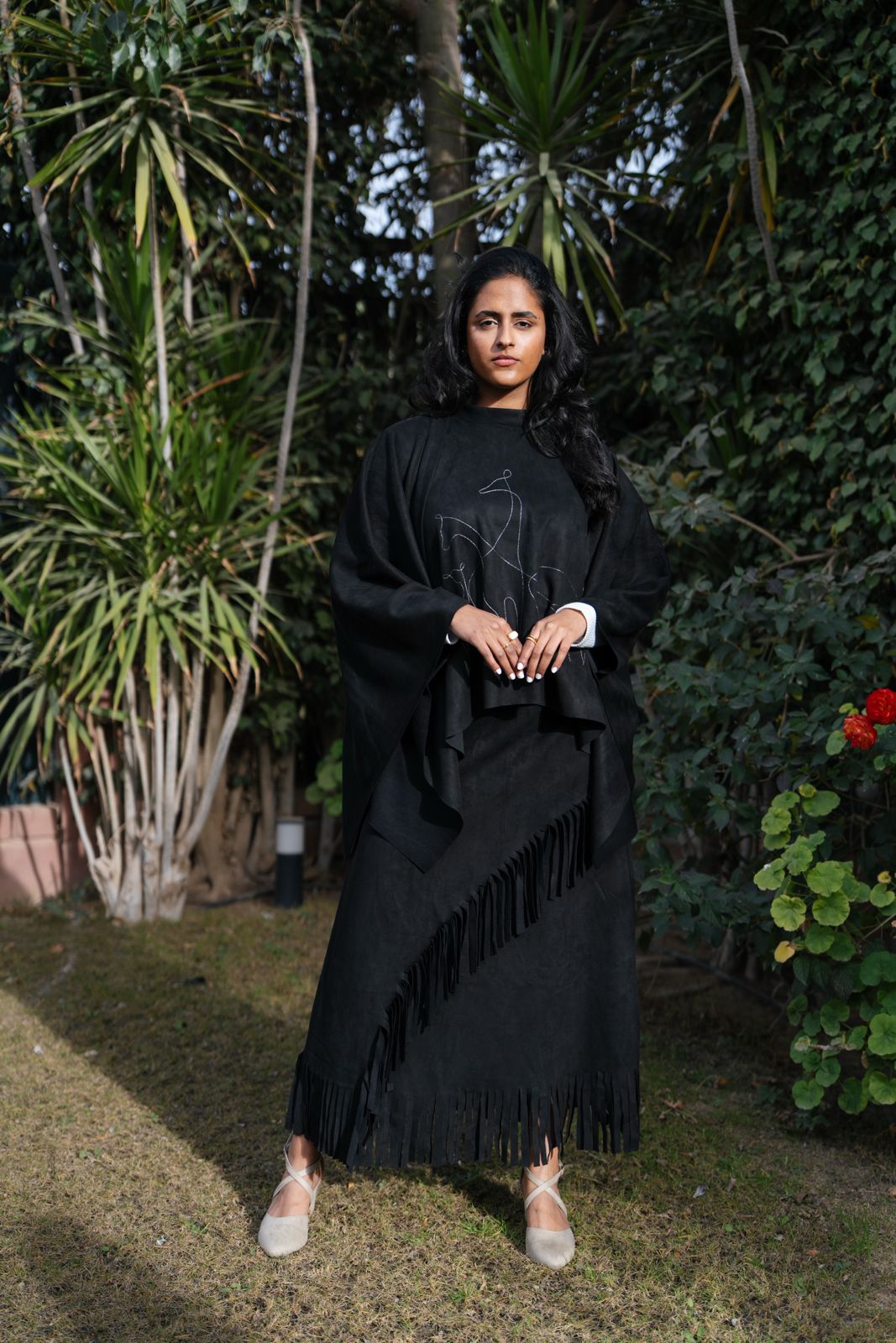 Fringe Motion Skirt - Black