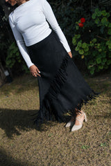 Fringe Motion Skirt - Black