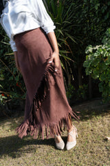Fringe Motion Skirt - Brown
