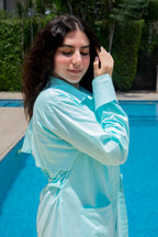 Trench Shirt - Aqua Blue