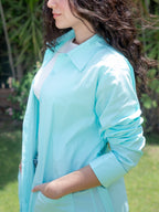 Trench Shirt - Aqua Blue
