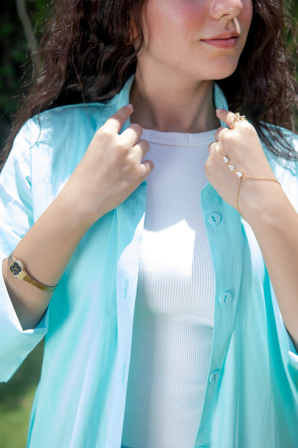 Trench Shirt - Aqua Blue